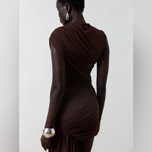 DE LA VALI ravenna mini dress In Brown Jersey - Picture 8 of 15